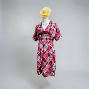 *♡*山形屋/蘇格蘭格紋/百摺花苞裙洋裝/適大M/近新/二手衣《Anna的百寶箱》