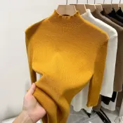 97590 顯瘦高領七分袖針織衫