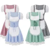 【滿300出貨】2025年新款德國慕尼黑啤節傳統服裝格子連衣裙啤酒服酒館女傭制服