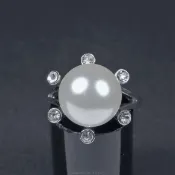 珍珠林~13MM單顆珍珠戒指~日本最高級南洋硨磲貝珍珠(內徑18mm.國際戒圍14號)#138
