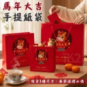 春節 手提袋 馬年 卡通紙袋 紅酒袋 禮品紙袋 購物袋 過年禮盒 新年包裝 禮品袋 新年手提袋【S880003】