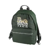 【KENZO】KENZO Happy Tiger系列刺繡LOGO滌綸布快樂老虎圖案拉鍊手提/後背包(展示品/深卡其綠)