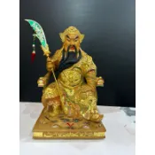 「華誠」8吋8 持刀 錦雕 關聖帝君 關公 文衡聖帝 附關刀 樟木雕刻 金身 神像