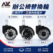 (店+)【AXL Global】【IKEA可用/規格全齊】PU靜音辦公椅電腦椅輪子 防刮木地板 10mmIKEA/11mm通用 2吋替換輪(5入組)