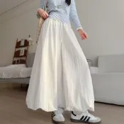 (店+)Alyssa 艾麗莎【現貨】蓬蓬花苞 闊腿褲裙 女生寬褲 休閒顯瘦 燈籠褲 涼感九分 長褲【TR121】