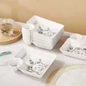 💯精品推送💯新款卡通餃子盤帶醋碟塑料蘸料碟日式壽司盤可愛高顏值分格水餃盤
