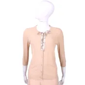 MAX MARA 粉橘色印花綁帶針織外套