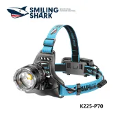 微笑鯊正品 K225 Led 頭燈 黃光 P70 5000LM 超亮強光頭燈 USB 可充電可縮放戶外防水釣魚登山露營