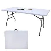 【美佳居】對摺折疊桌 180x74cm 厚款4公分 六尺 免組裝 擺攤/露營/拜拜用桌