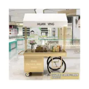 (店+)【安安家具】擺攤車 歐式鐵藝花車 超市促銷車 帶櫃子花店移動攤位車 地攤創意戶外擺攤車 貨架集市攤位 夜市促銷臺