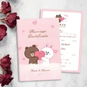 現貨+預購 結婚證書夾(含書約) 客製證書夾 書約 結婚書約-戶政事務所 結婚證書 結婚必備 登記-熊大兔兔愛心款