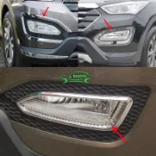 13-15款全新三代Santa Fe 土匪霧燈框 ix45專用前霧燈罩裝飾前燈改裝電鍍鉻亮框