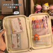 🔴滿99元出貨 燒餅筆袋ins高顏值學生撞色大容量文具袋簡約多功能收納袋鉛筆盒
