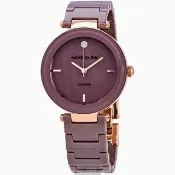 【ANNE KLEIN】女錶型號AN00026香檳紅錶面玫瑰金34mm錶殼香檳紅陶瓷錶帶款