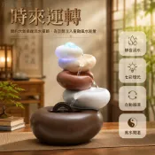 石來運轉循環水噴泉 招財流水盆 風水聚寶盆 桌面流水擺件 辦公室裝飾 客廳居家擺設 小型流水器 創意家居禮品