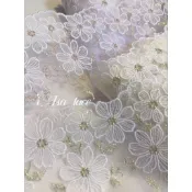iAsa愛莎【現貨】北歐風 大小波斯菊雛菊網紗刺繡蕾絲花邊diy服裝家居童裝拼接裝飾輔料