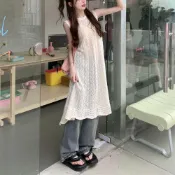 (店+)【AS 梨卡】隔日到貨 女裝 上衣 針織背心裙 鏤空背心 針織小吊帶 開岔無袖 中長版背心 無袖上衣JR0019【現貨24H】