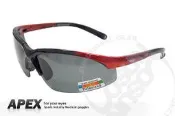 大里RV城市【APEX】運動型太陽眼鏡-偏光鏡.防滑.抗UV護目鏡.軟質高鼻墊.登山 滑雪 黑/紅 908