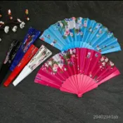 國風扇子 綢布中國風扇 燙花塑料 演出舞蹈 扇絲綢 工藝扇子 古風折扇 旂袍漢服扇 旗袍拍照小扇子