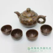 協貿國際日用品生活3館 天然女媧石茶具 五彩竹葉青茶壺 玉石素壺擺件 禮品套盒