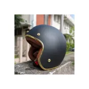 (店+)【EVO】(SJ騎士)贈防水長鏡片【乳膠內襯 素色 金邊 3/4罩】金邊｜莫蘭迪色系｜復古安全帽｜3/4罩｜安全帽