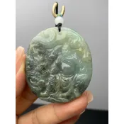 J1463(附證書）天然翡翠。關公關聖帝君武財神吊飾
