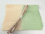 [彌生和服] 夏用/帶揚帶締組/淺綠橘漸層/地紋桔梗(OAN745)