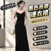 免運 臺灣出貨 吊帶裙女 洛月花神 純慾風露背 掛脖吊帶裙 印花雪紡 海邊連衣裙 優雅溫柔度假洋裝