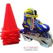 【 H.Y SPORT】VP 飛力ST-17YB 兒童直排輪 調整型 可伸縮 發光輪 鋁合金底座 藍黃