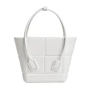 【BOTTEGA VENETA 寶緹嘉】691194 經典Arco Rubber系列大格編織橡膠手提小托特包(白色)