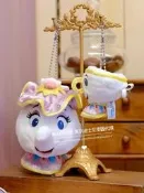Miss莎卡娜代購【東京迪士尼樂園】﹝預購﹞美女與野獸 茶壺夫人 茶煲太太 茶杯阿奇 阿齊 絨毛娃娃吊飾玩偶掛飾 2件組