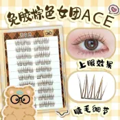 免運 臺灣出貨免膠焦糖色女團假睫毛棕咖韓系愛豆ACE睫毛自然仿真新手懶人單簇限時下殺015