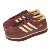 【adidas 愛迪達】休閒鞋 Gazelle Stack W 女鞋 酒紅 金標 麂皮 膠底 厚底 增高 JS3928