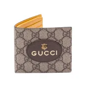 【GUCCI 古馳】Neo GG Supreme 虎頭 帆布 老花皮夾 卡夾 短夾 米色 烏木色 黃色 473954