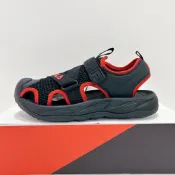 FILA KIDS 中童 大童 黑紅色 魔鬼氈 護趾鞋 涼鞋 3-S423A-002