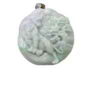 【鵝娘翡翠】天然A貨翡翠 緬甸玉 紫綠上山虎 霸氣老虎牌件 A4683228(翡翠上山虎牌件)