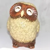 (店+)古法信樂燒 貓頭鷹 日本製 吉祥物 緣起物 20x15x14cm mo669