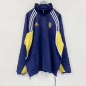 【DOKODEMO】2000 年代adidas瑞典國家足球隊運動夾克/球衣，帶刺繡標誌，海軍藍，M 碼，古著。