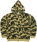 7500最後降價二手便宜可議價A BATHING APE BAPE 沙漠黃迷彩鯊魚 連帽拉鍊外套 黃金L
