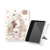 (店+)【VXTRA】玩偶堆堆 iPad Air (第5代) Air5/Air4 10.9吋 Y折晶透 防摔立架皮套+9H玻璃貼