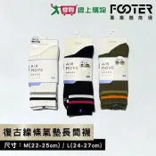 愛買線上購物 Footer 復古條氣墊長筒襪K18-22~25cm/24~27cm/26~29cm 台灣製 抗菌消臭 透氣吸汗 高筒襪【愛買】