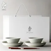 九土餐具禮盒套裝日式二人食粗陶餐碗盤筷家用餐具套裝復古陶瓷湯碗麵碗禮盒裝送禮自用餐具碗盤米飯碗小菜碟對碗組TZR0098