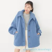 earth music&ecology 2WAY可拆領設計羊羔毛中長版大衣外套(1L34L0Z0400)
