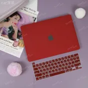 ♞,♘,♙霧面磨砂酒紅色 Macbook保護殼 適用MacBook Air 13 A2337 Pro 14 15 16 