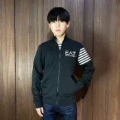 美國百分百【全新真品】Emporio Armani 立領外套 棉質 男款 EA7 夾克 logo 黑色 AF76