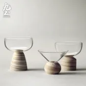 九土手工拉胚絞紋原創茶具套裝組耐熱玻璃杯花茶壺小茶杯主人單杯品茗杯茶壺清酒杯調酒杯造型杯聞香杯普洱茶杯XCBR0090