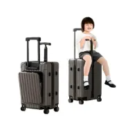 (店+)兒童可騎乘登機行李箱 ABS+PC 輕量材質 20 吋雙拉桿前置開蓋靜音輪 親子出國旅遊隨身行李