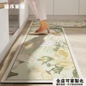 台灣出貨 可客製 花 美式 廚房地墊 矽藻土 吸水吸油 大尺寸 速幹止滑 長條型軟式矽藻土地墊 防滑脚踏墊 珪藻土軟地墊