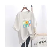  (店+)短袖T恤 中長版寬鬆T恤 女生上衣 印花T恤 小清新 韓版 寬鬆 半袖圓領上衣服 T014