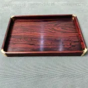 【紅酸枝實木】茶盤 紫檀托盤 實木銅角茶具 長方形家用裝飾器皿 紅木收納果盤 木頭托盤 原木茶盤 小茶盤